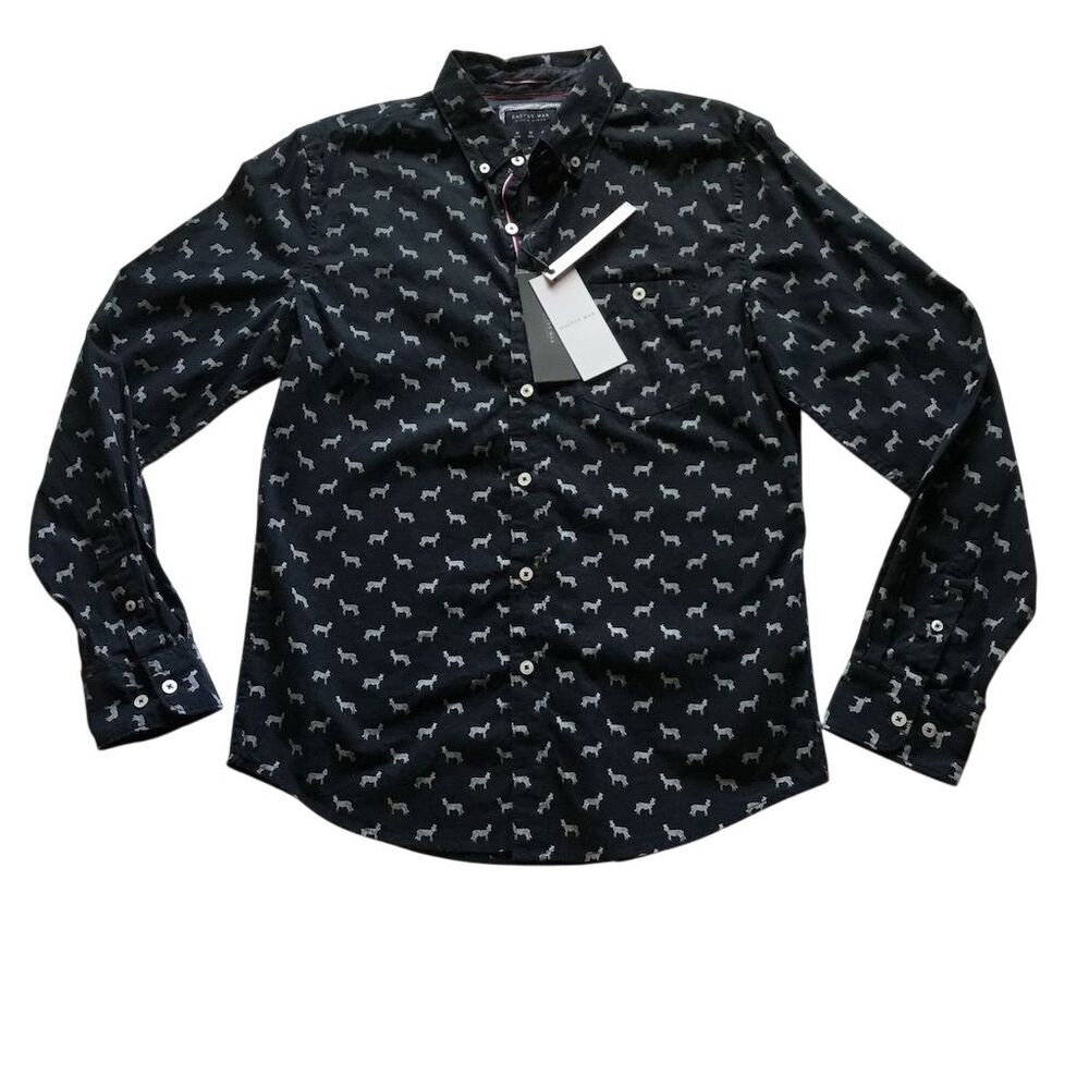 Cactus Man Zebra Print Slim Fit Button-Up Shirt Blue Men's M